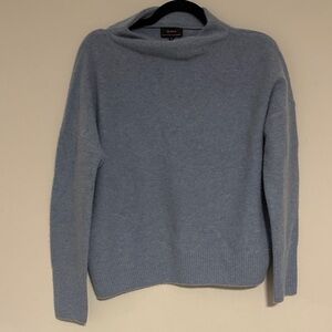 Quince Mongolian Cashmere Funnel Neck Sweater, Blue, Size Medium/M